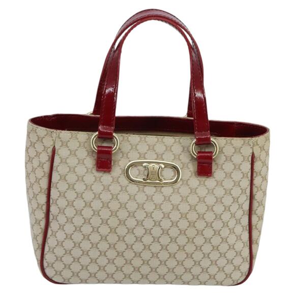 CELINE Macadam Canvas Hand Bag Beige Gold - Picture 2 of 12